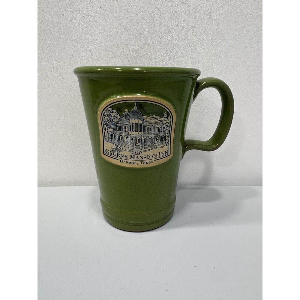 Deneen Pottery 2019  Lime Green GRUENE MANSION INN Mug Cup Texas